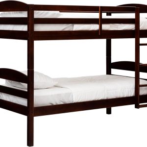 Walker Edison Della Transitional Twin-Over-Twin Bunk Bed Frame, Twin Size, Espresso