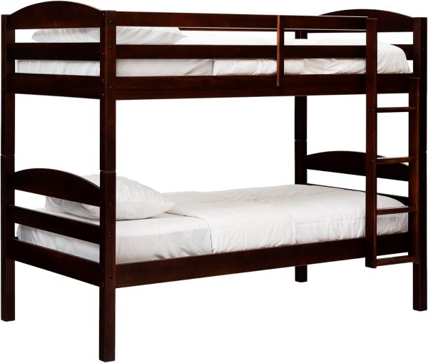Walker Edison Della Transitional Twin-Over-Twin Bunk Bed Frame, Twin Size, Espresso