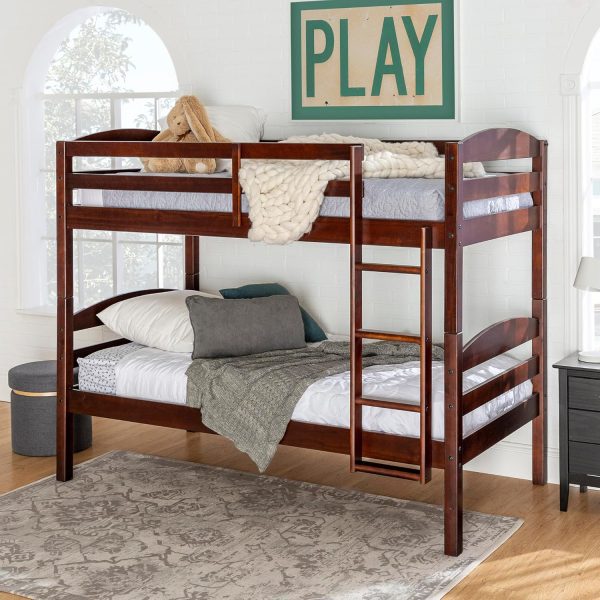 Walker Edison Della Transitional Twin-Over-Twin Bunk Bed Frame, Twin Size, Espresso - Image 2