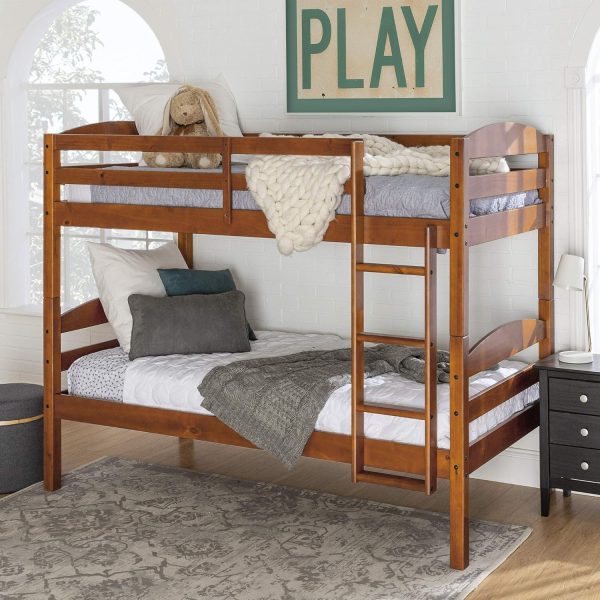 Walker Edison Della Transitional Twin-Over-Twin Bunk Bed Frame, Twin Size, Espresso - Image 18