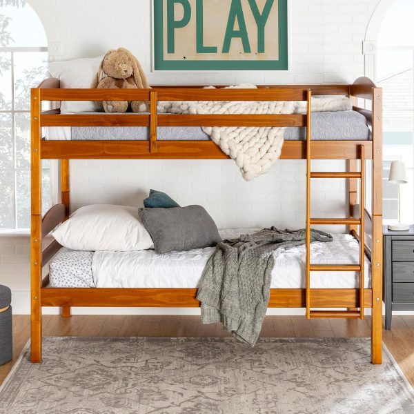Walker Edison Della Transitional Twin-Over-Twin Bunk Bed Frame, Twin Size, Espresso - Image 25