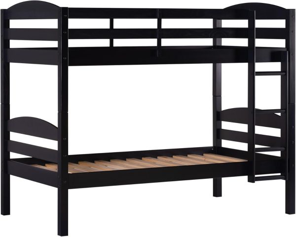 Walker Edison Della Transitional Twin-Over-Twin Bunk Bed Frame, Twin Size, Espresso - Image 41