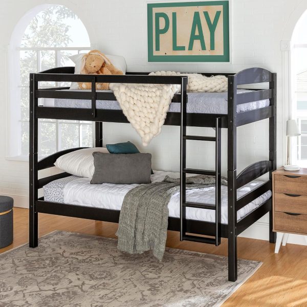 Walker Edison Della Transitional Twin-Over-Twin Bunk Bed Frame, Twin Size, Espresso - Image 42