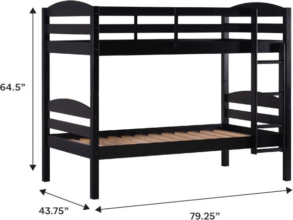 Walker Edison Della Transitional Twin-Over-Twin Bunk Bed Frame, Twin Size, Espresso - Image 43