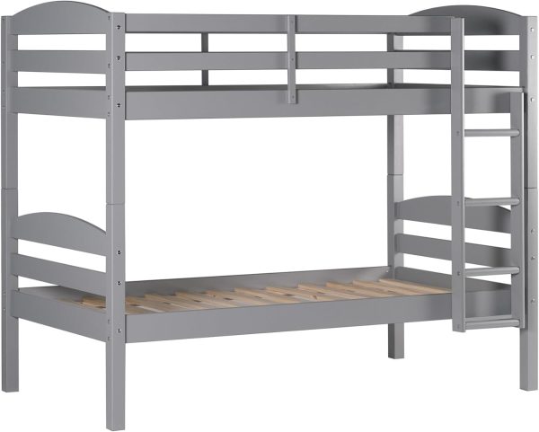 Walker Edison Della Transitional Twin-Over-Twin Bunk Bed Frame, Twin Size, Espresso - Image 56