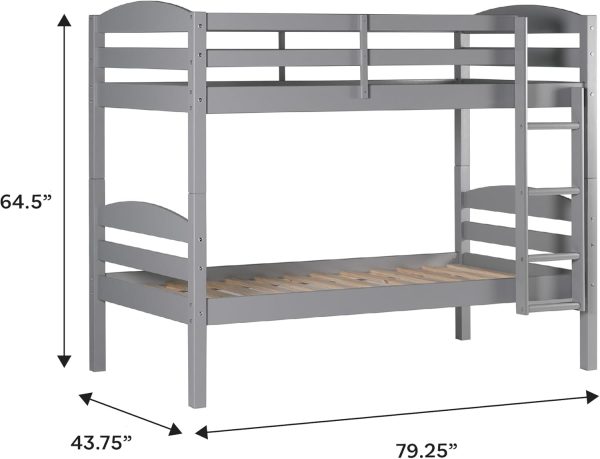 Walker Edison Della Transitional Twin-Over-Twin Bunk Bed Frame, Twin Size, Espresso - Image 58
