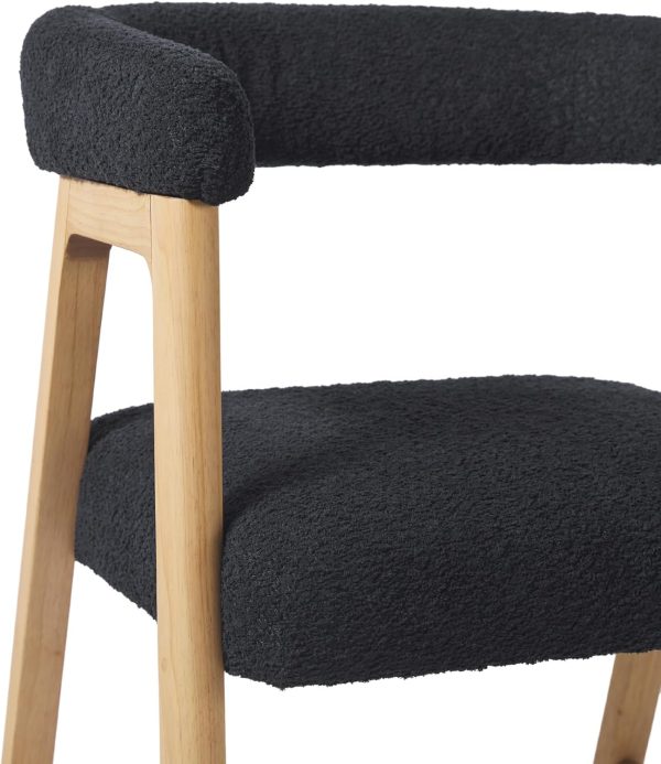Walker Edison Modern Counter Stool with Curved Back and Boucle Upholstery, Counter Height Stool for Kitchen Island or Bar, Soft Fabric on Back and Seat Cushion, 23.23" W X 23.08" D X 34.95" H, Black - Image 4