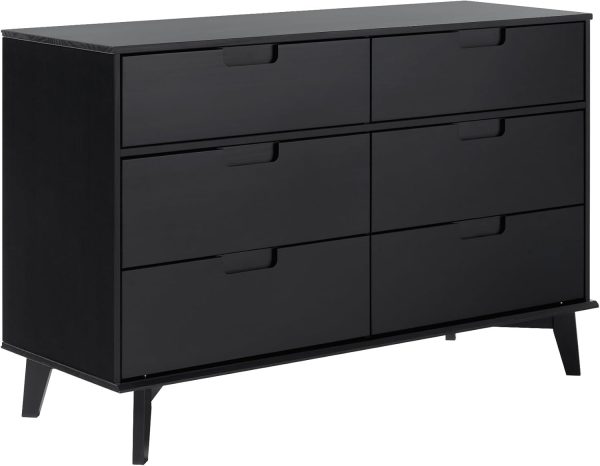 Walker Edison Sloane 6-Drawer Solid Wood Dresser with Metal Handles, 52 Inch, Caramel - Image 2