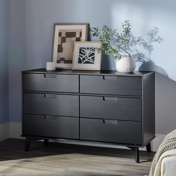 Walker Edison Sloane 6-Drawer Solid Wood Dresser with Metal Handles, 52 Inch, Caramel - Image 3
