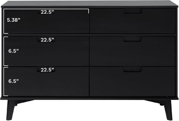 Walker Edison Sloane 6-Drawer Solid Wood Dresser with Metal Handles, 52 Inch, Caramel - Image 5