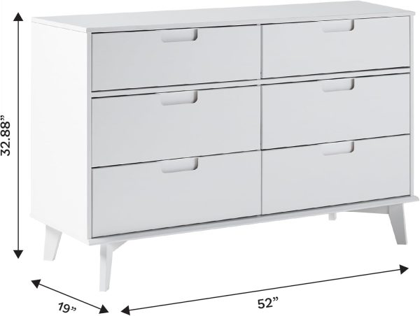 Walker Edison Sloane 6-Drawer Solid Wood Dresser with Metal Handles, 52 Inch, Caramel - Image 11