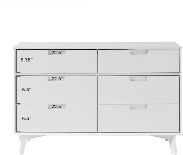 Walker Edison Sloane 6-Drawer Solid Wood Dresser with Metal Handles, 52 Inch, Caramel - Image 12