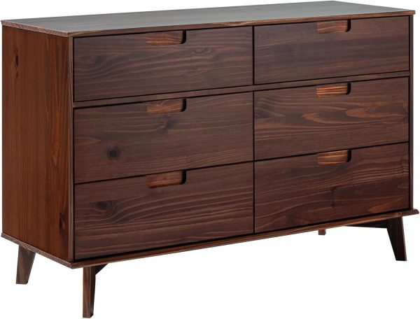 Walker Edison Sloane 6-Drawer Solid Wood Dresser with Metal Handles, 52 Inch, Caramel - Image 17