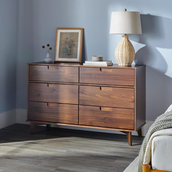 Walker Edison Sloane 6-Drawer Solid Wood Dresser with Metal Handles, 52 Inch, Caramel - Image 18