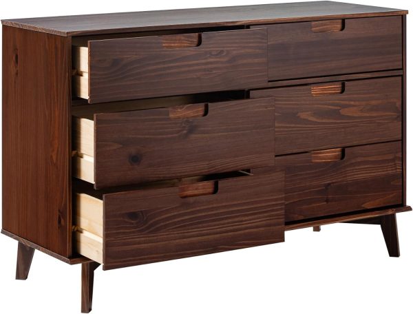 Walker Edison Sloane 6-Drawer Solid Wood Dresser with Metal Handles, 52 Inch, Caramel - Image 21