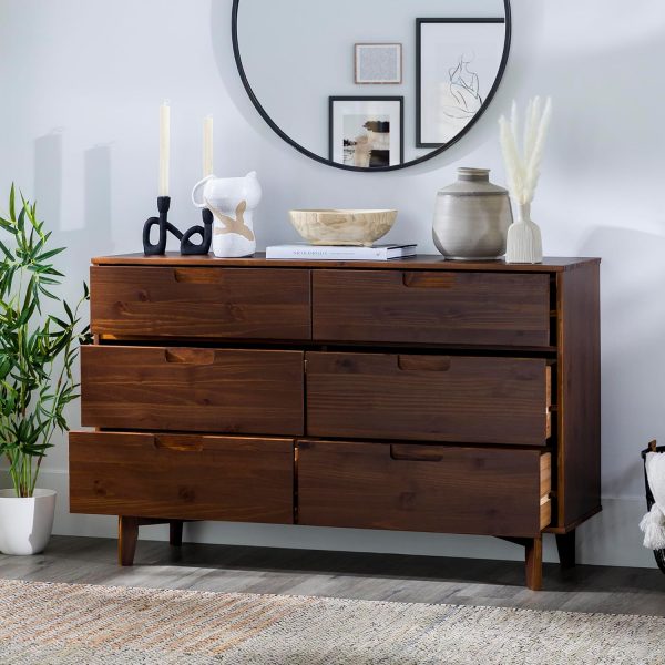 Walker Edison Sloane 6-Drawer Solid Wood Dresser with Metal Handles, 52 Inch, Caramel - Image 24