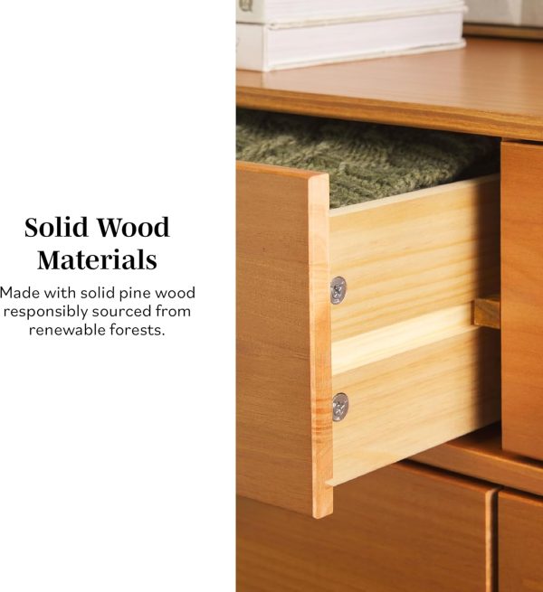 Walker Edison Sloane 6-Drawer Solid Wood Dresser with Metal Handles, 52 Inch, Caramel - Image 29