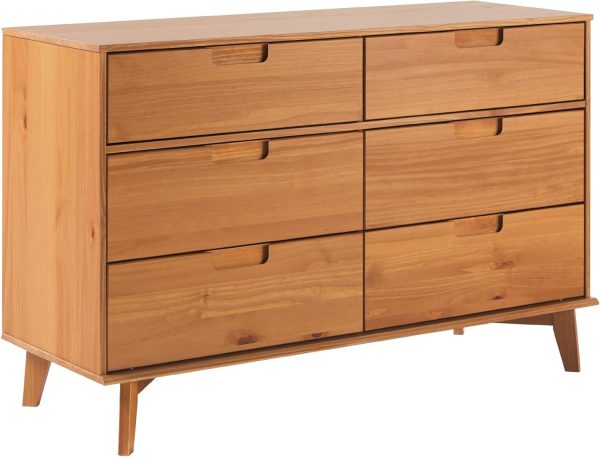 Walker Edison Sloane 6-Drawer Solid Wood Dresser with Metal Handles, 52 Inch, Caramel - Image 33