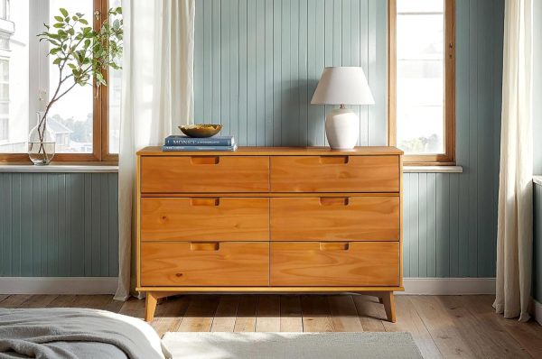 Walker Edison Sloane 6-Drawer Solid Wood Dresser with Metal Handles, 52 Inch, Caramel - Image 34