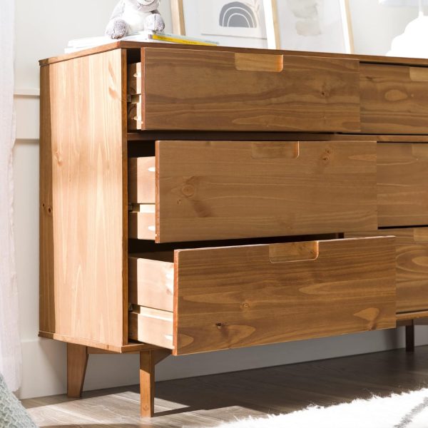 Walker Edison Sloane 6-Drawer Solid Wood Dresser with Metal Handles, 52 Inch, Caramel - Image 38