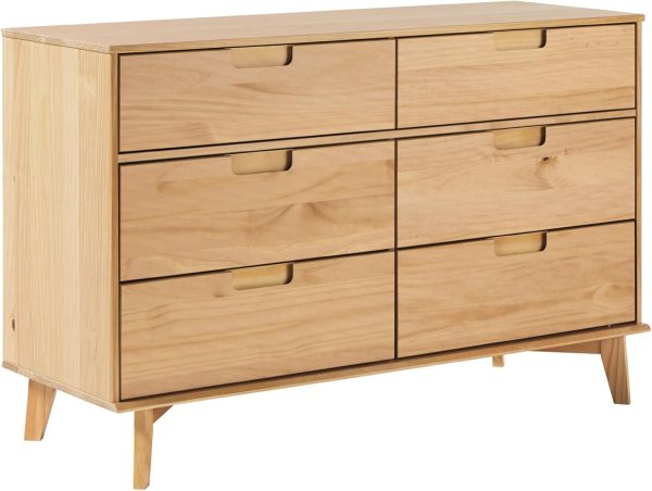 Walker Edison Sloane 6-Drawer Solid Wood Dresser with Metal Handles, 52 Inch, Caramel - Image 42