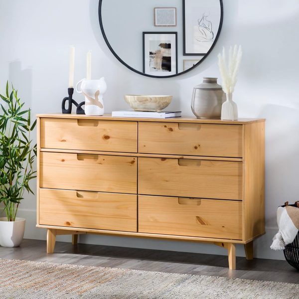 Walker Edison Sloane 6-Drawer Solid Wood Dresser with Metal Handles, 52 Inch, Caramel - Image 43