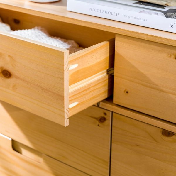 Walker Edison Sloane 6-Drawer Solid Wood Dresser with Metal Handles, 52 Inch, Caramel - Image 48