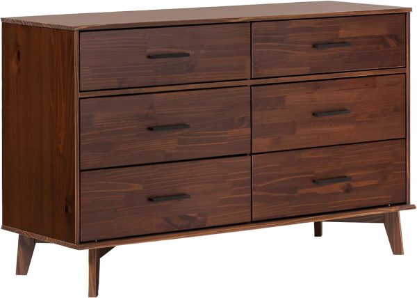Walker Edison Sloane 6-Drawer Solid Wood Dresser with Metal Handles, 52 Inch, Caramel - Image 50