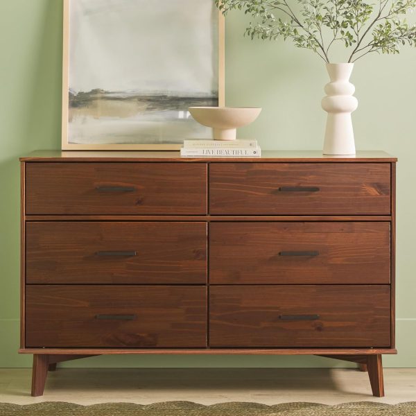 Walker Edison Sloane 6-Drawer Solid Wood Dresser with Metal Handles, 52 Inch, Caramel - Image 51