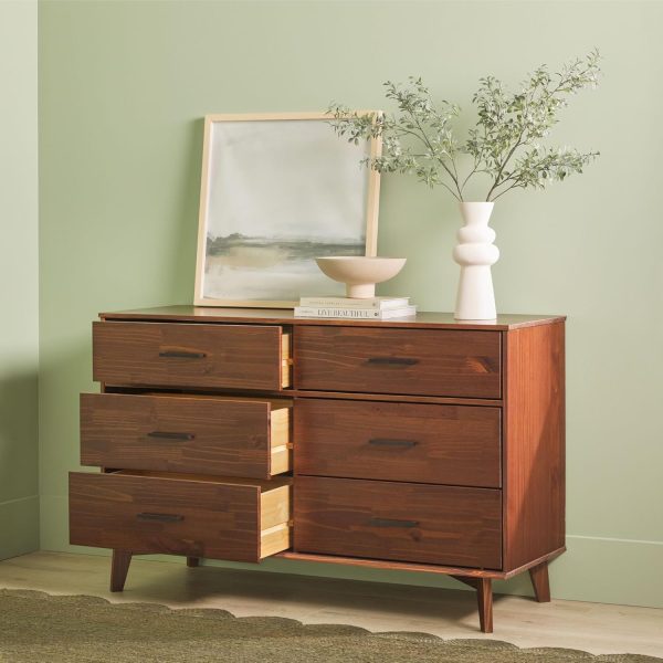 Walker Edison Sloane 6-Drawer Solid Wood Dresser with Metal Handles, 52 Inch, Caramel - Image 56