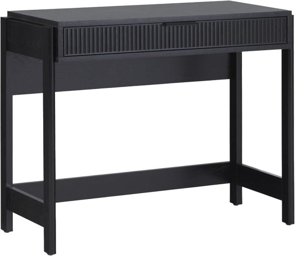 Walker Edison Transitional Office Design, Reeded Drawer Front Detail, Writing Desk with Drawer, Spacious Desktop, Complementary in Living Spaces, 38”W x 16.75”D x 30”H, Coastal Oak - Image 10