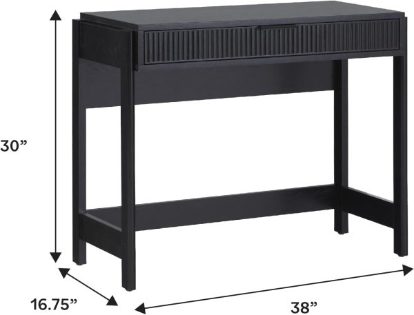 Walker Edison Transitional Office Design, Reeded Drawer Front Detail, Writing Desk with Drawer, Spacious Desktop, Complementary in Living Spaces, 38”W x 16.75”D x 30”H, Coastal Oak - Image 12
