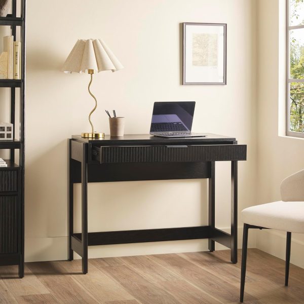 Walker Edison Transitional Office Design, Reeded Drawer Front Detail, Writing Desk with Drawer, Spacious Desktop, Complementary in Living Spaces, 38”W x 16.75”D x 30”H, Coastal Oak - Image 15