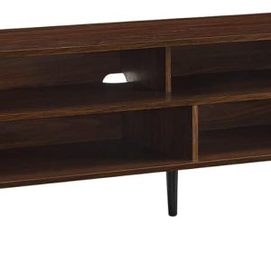 Walker Edison Nora Modern Minimal Open-Shelf TV Stand for TVs up to 90 Inches, 80 Inch, Dark Walnut