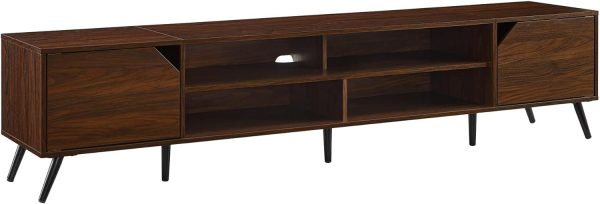 Walker Edison Nora Modern Minimal Open-Shelf TV Stand for TVs up to 90 Inches, 80 Inch, Dark Walnut
