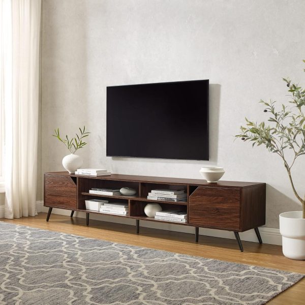 Walker Edison Nora Modern Minimal Open-Shelf TV Stand for TVs up to 90 Inches, 80 Inch, Dark Walnut - Image 2