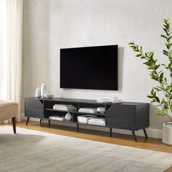 Walker Edison Nora Modern Minimal Open-Shelf TV Stand for TVs up to 90 Inches, 80 Inch, Dark Walnut - Image 10