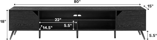 Walker Edison Nora Modern Minimal Open-Shelf TV Stand for TVs up to 90 Inches, 80 Inch, Dark Walnut - Image 11