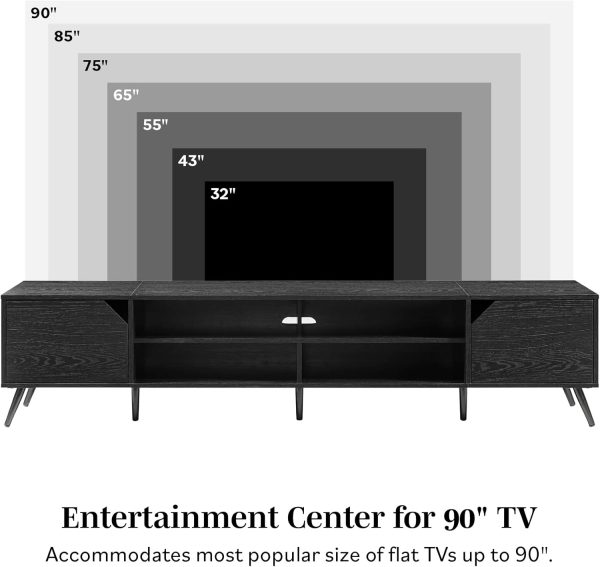 Walker Edison Nora Modern Minimal Open-Shelf TV Stand for TVs up to 90 Inches, 80 Inch, Dark Walnut - Image 12