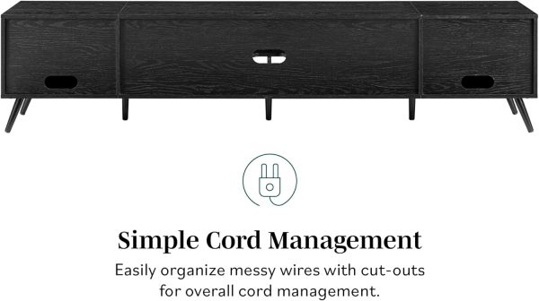 Walker Edison Nora Modern Minimal Open-Shelf TV Stand for TVs up to 90 Inches, 80 Inch, Dark Walnut - Image 13