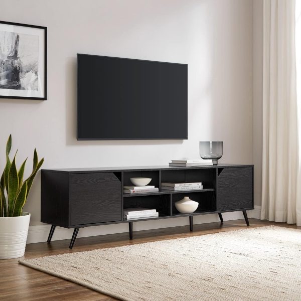 Walker Edison Nora Modern Minimal Open-Shelf TV Stand for TVs up to 90 Inches, 80 Inch, Dark Walnut - Image 17