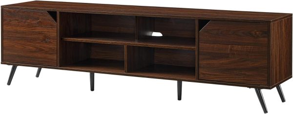 Walker Edison Nora Modern Minimal Open-Shelf TV Stand for TVs up to 90 Inches, 80 Inch, Dark Walnut - Image 28