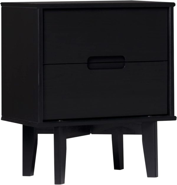 Walker Edison Mid Century Modern Grooved Handle Wood Nightstand Side Table Bedroom Storage Drawer and Shelf Bedside End Table, 2 Drawer, Caramel - Image 27