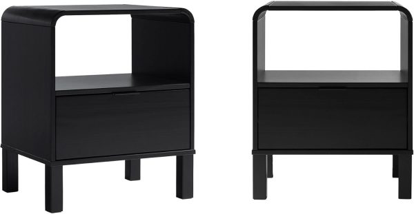 Walker Edison Modern Curved-Top Solid Wood 1-Drawer Nightstand with Open Cubby, 24 Inch, Brown - Image 12