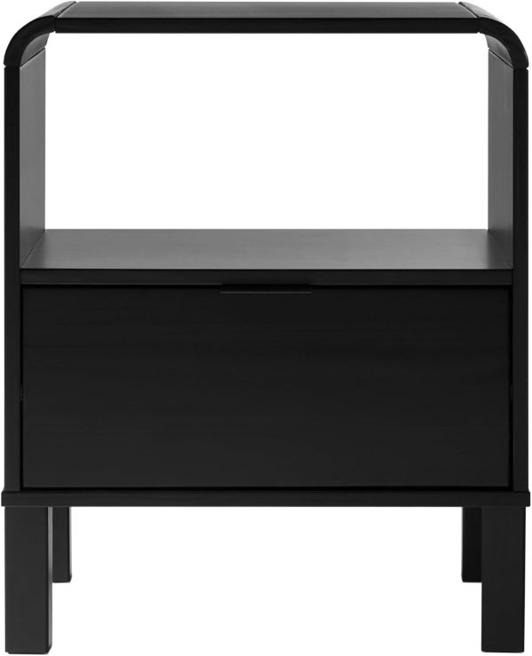 Walker Edison Modern Curved-Top Solid Wood 1-Drawer Nightstand with Open Cubby, 24 Inch, Brown - Image 21