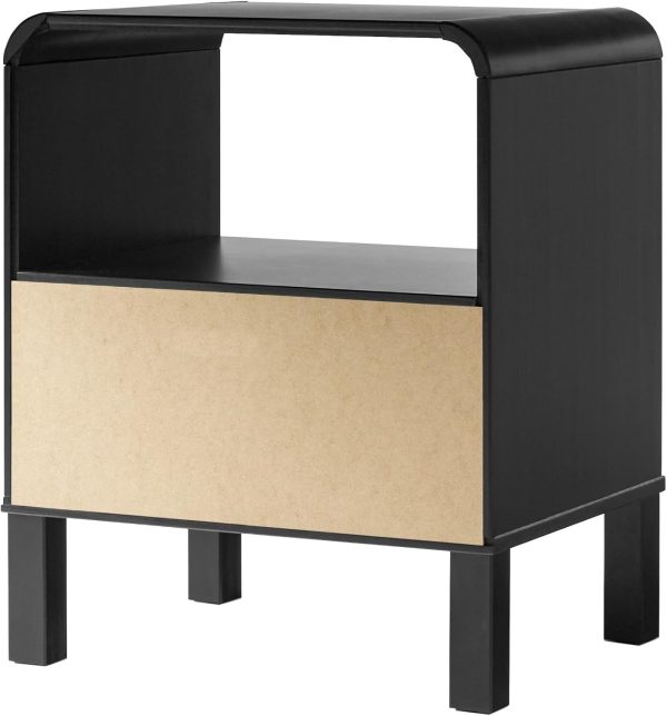 Walker Edison Modern Curved-Top Solid Wood 1-Drawer Nightstand with Open Cubby, 24 Inch, Brown - Image 22